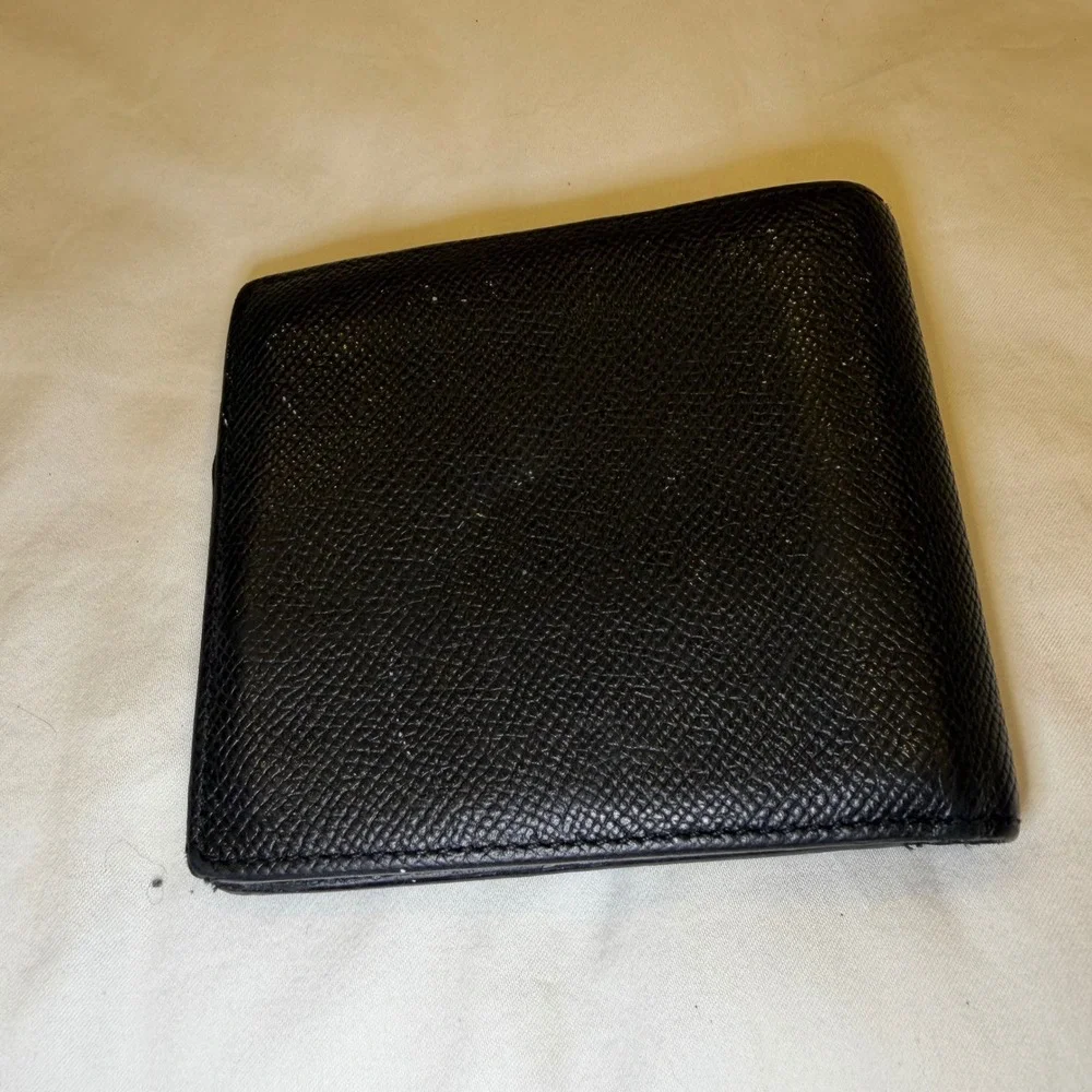 Bally Switzerland Mens Black Grained Leather Trainspotting Stripe Bifold Wallet